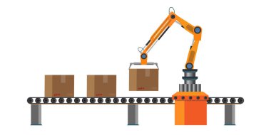 Taşıyıcı hat ve Robot kollar.