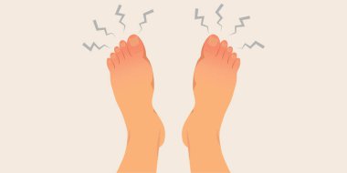 Swollen feet or numb feet feeling tingly. clipart