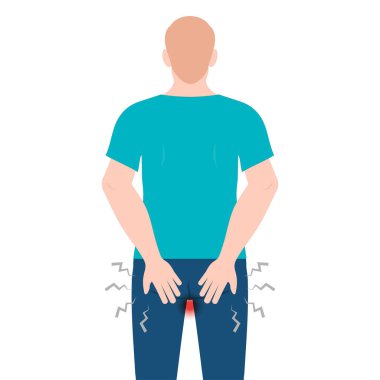 Man holding his butt in pain.People suffer from hemorrhoids.