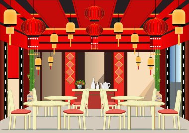 Çin ya da Japon restoranının içi boş..