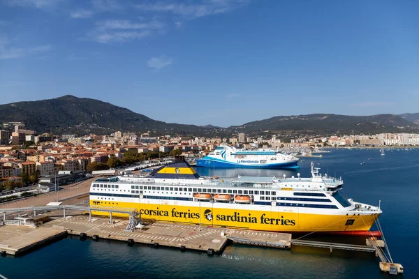 stock image Ajaccio, France - October 26, 2022, Port of Ajaccio in Corsica, yachts and ferries in the center of the capital of this French island in the Mediterranean Sea