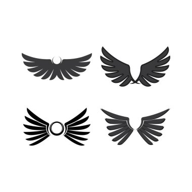 Kanat simgesi logo tasarımı çizim vektör şablonu