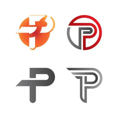 P harfi simgesi logo tasarımı çizim vektör şablonu