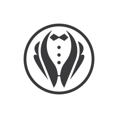 Klasik kravat ikonu ve kostüm moda adamı logosu tasarımı