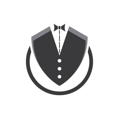 Klasik kravat ikonu ve kostüm moda adamı logosu tasarımı