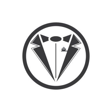 Klasik kravat ikonu ve kostüm moda adamı logosu tasarımı