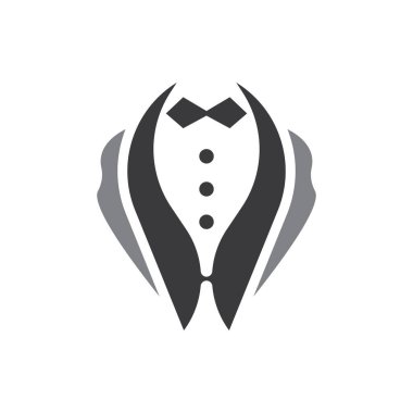 Klasik kravat ikonu ve kostüm moda adamı logosu tasarımı