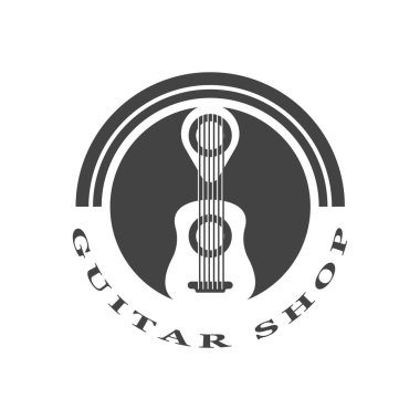 Gitar logosu tasarımı simgesi ve sembol vektörü ilhamı