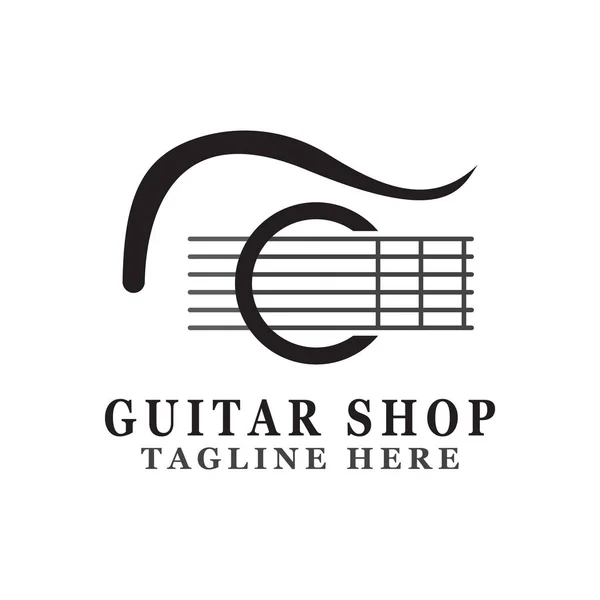 Gitar Logosu Tasarımı Simgesi Sembol Vektörü Ilhamı — Stok Vektör