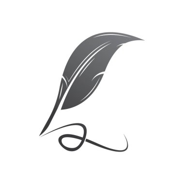 Feather quill design icon and logo illustration classic stationery