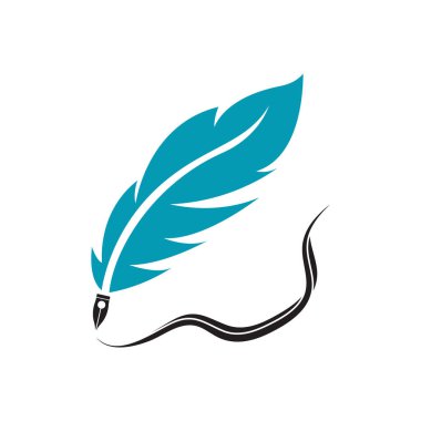 Feather quill design icon and logo illustration classic stationery