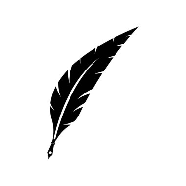 Feather quill design icon and logo illustration classic stationery