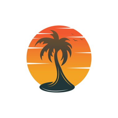 Palm logo icon template and symbol vector tree design