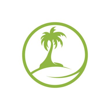 Palm logo icon template and symbol vector tree design