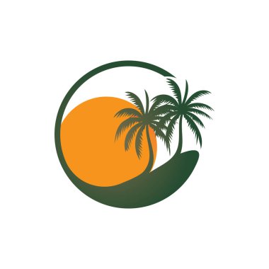 Palm logo icon template and symbol vector tree design