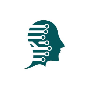 Digital abstract icon human head tech logo vector design inspiration