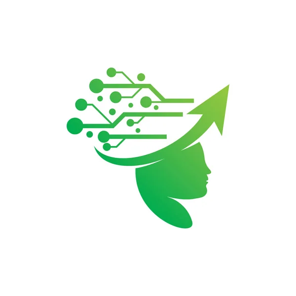 Ícone Abstrato Digital Cabeça Humana Tecnologia Logotipo Vetor Design Inspiração — Vetor de Stock
