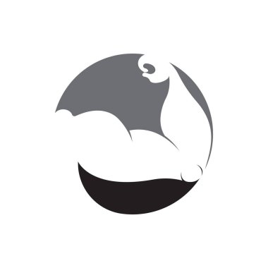 Kas silueti logosu biceps simge vektör illüstrasyonuName