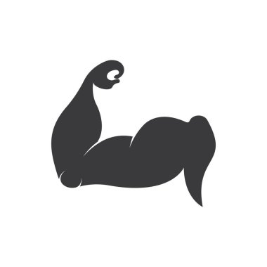 Kas silueti logosu biceps simge vektör illüstrasyonuName