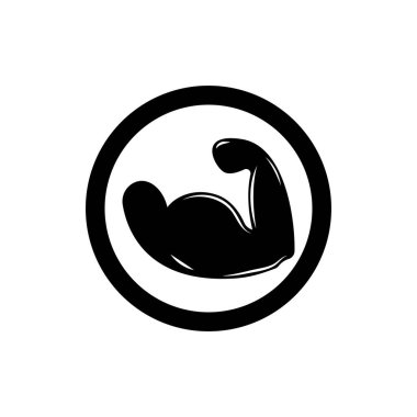 Kas silueti logosu biceps simge vektör illüstrasyonuName