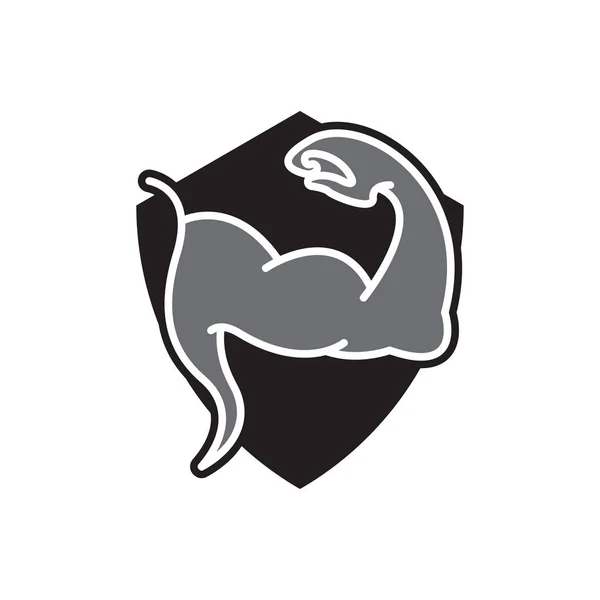 Силуэт Мышцы Руки Логотип Бицепсы Иконка Вектор Иллюстрации — стоковый вектор