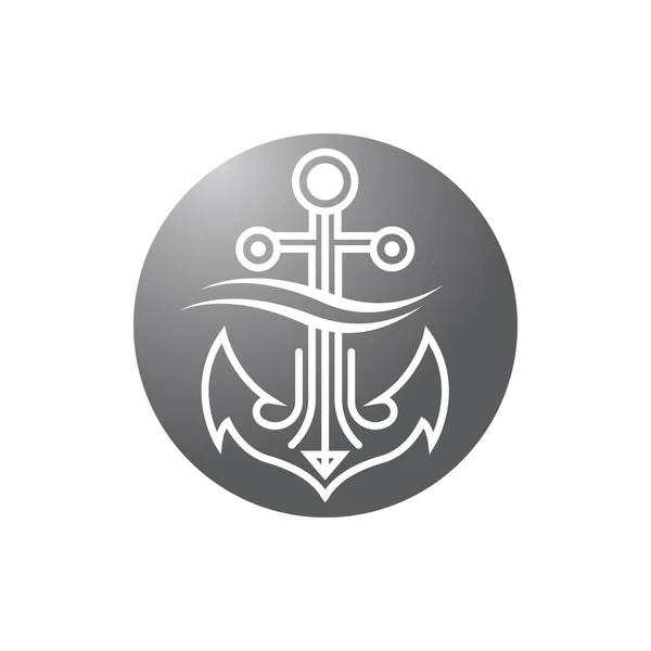 Anchor Logo Icon Boat Ship Marine Navy Design Vector — Stock Vector
