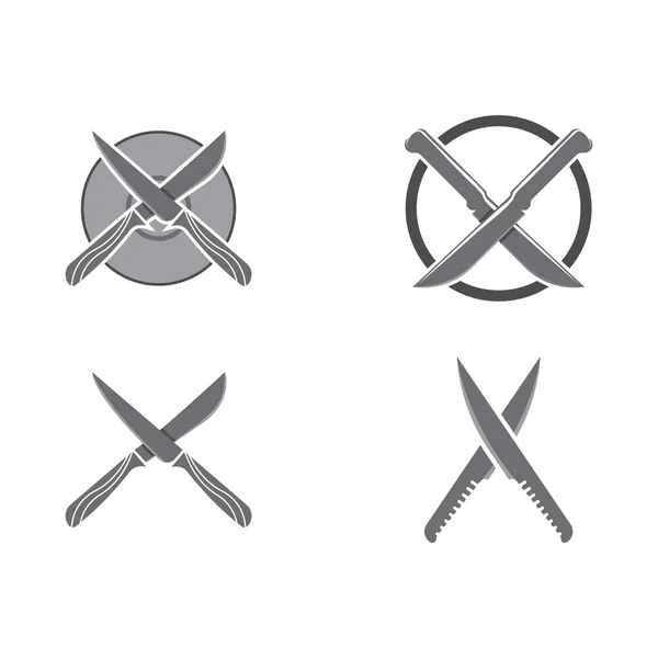 Kés Logó Ikon Sablon Szimbólum Vektor Design Illusztráció — Stock Vector