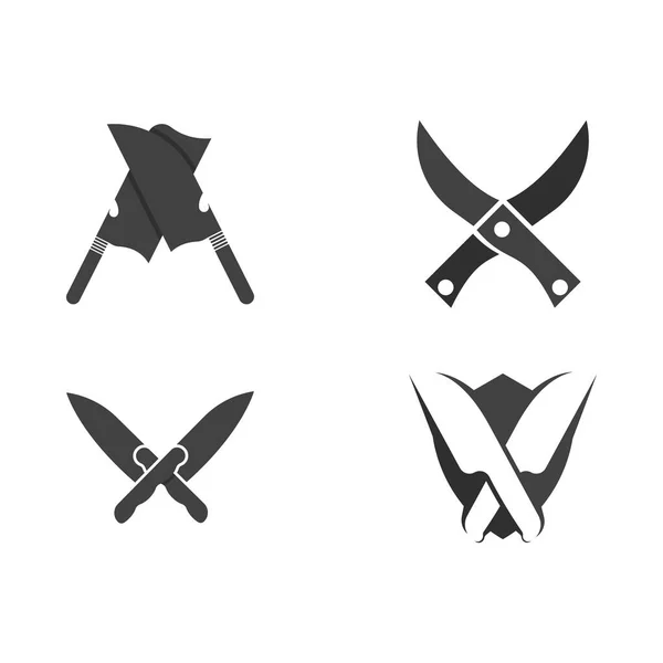 Cuchillo Logotipo Icono Plantilla Símbolo Vector Diseño Ilustración — Vector de stock