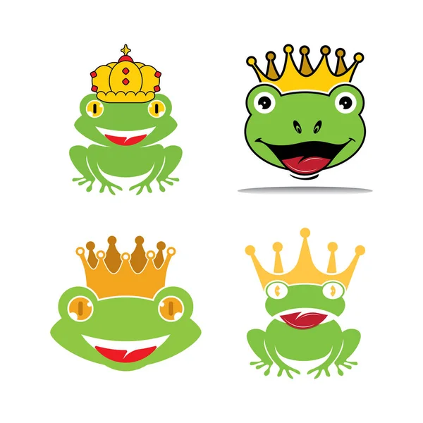 King Frog Logo Icon Template Design Vector Illustration — 图库矢量图片