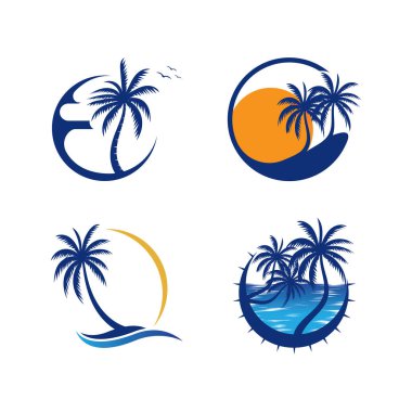 Palmiye ağacı logo şablonu vektör çizimi