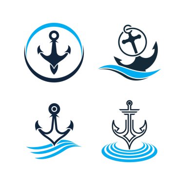 Anchor logo simgesi tekne gemisi Deniz Kuvvetleri tasarım vektörü