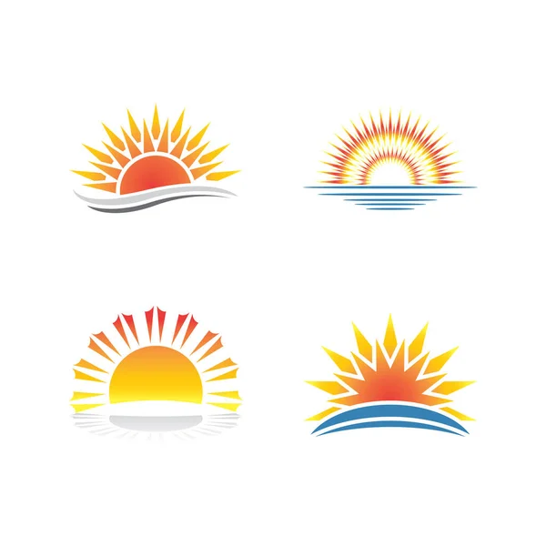 Sunset Logo Icono Diseño Símbolo Vector Ilustración — Vector de stock