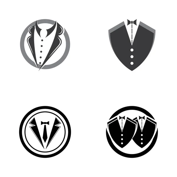 Clássico Ícone Gravata Terno Moda Homens Logotipo Design — Vetor de Stock