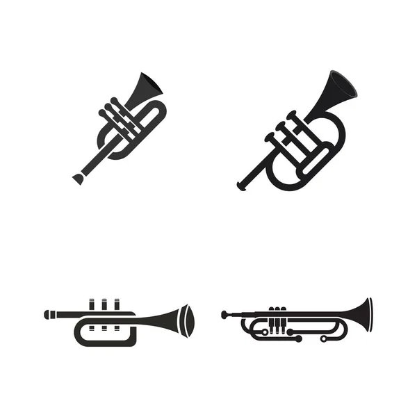 爵士音乐标识设计用乐器简单图标小号 — 图库矢量图片