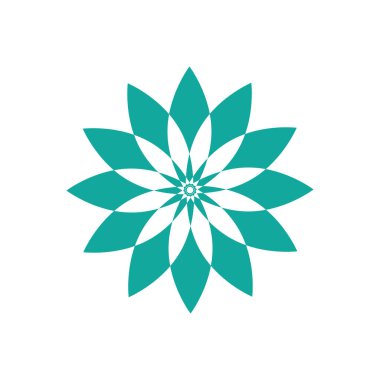 Geleneksel Asya rengarenk çiçek desenli cam mozaik logo tasarımı ilham kaynağı