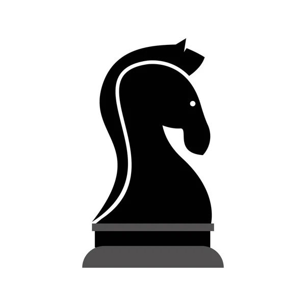 Kara Satranç Şövalyesi Aygır Heykel Siluet Logo Tasarımı — Stok Vektör