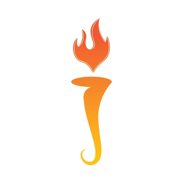 Brennende Fackel Feuerflamme Mit Säulenlogo Design — Stockvektor