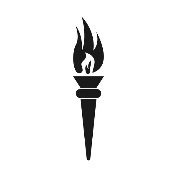 柱の列のロゴのデザインでトーチ炎を燃焼 — ストックベクタ