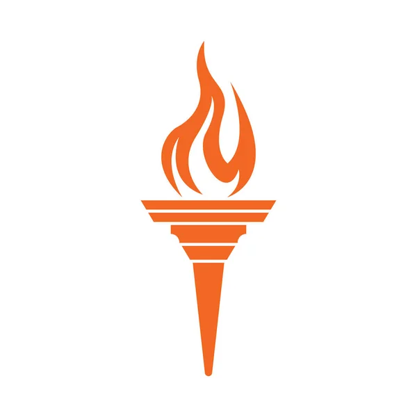 Llama Fuego Antorcha Ardiente Con Diseño Logotipo Columna Pilar — Archivo Imágenes Vectoriales