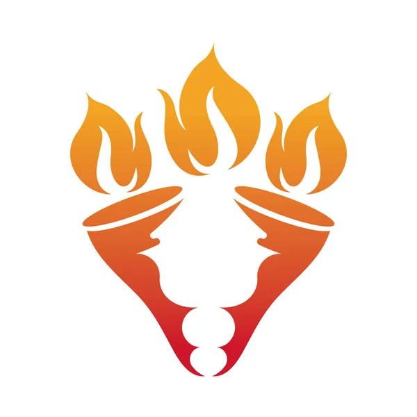 Burning Torch Fire Flame Pillar Column Logo Design — Stock Vector