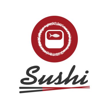 Japon gıda illüstrasyon tasarımı için Sushi logo şablonvektör simgesi