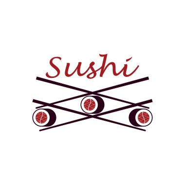 Japon gıda illüstrasyon tasarımı için Sushi logo şablonvektör simgesi