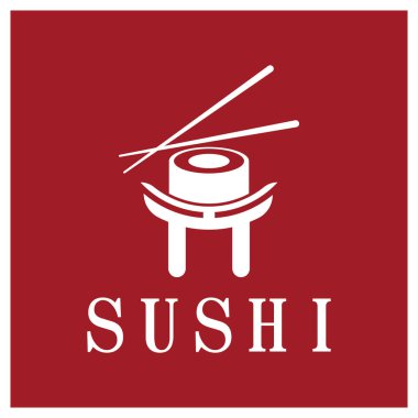 Japon gıda illüstrasyon tasarımı için Sushi logo şablonvektör simgesi