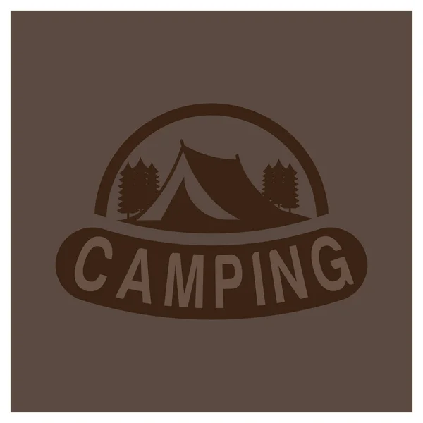 Pinien Und Campingzelt Texturierte Logo Design Vektor Illustration — Stockvektor