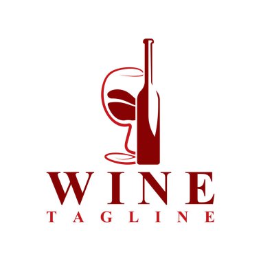 Şarap şişesi ve cam logo tasarım simgesi
