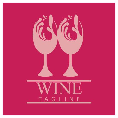 Şarap şişesi ve cam logo tasarım simgesi