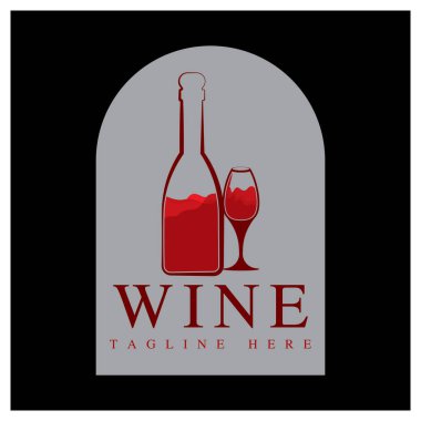 Şarap şişesi ve cam logo tasarım simgesi