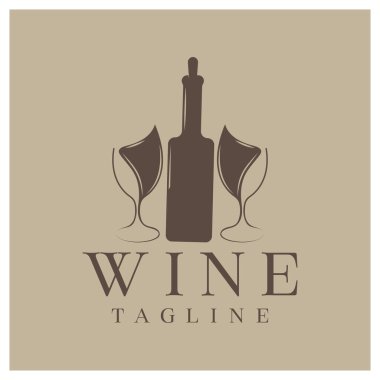 Şarap şişesi ve cam logo tasarım simgesi