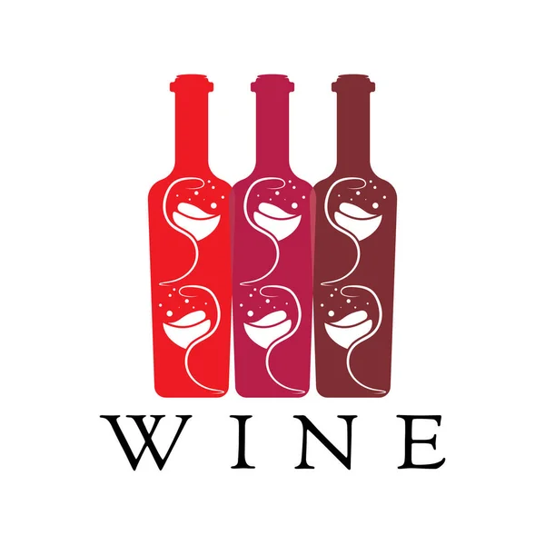 Vinflaska Och Glas Logotyp Design Ikon — Stock vektor