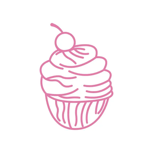 Süße Tortenvorlage Logo Design Vektor Illustration Der Silhouette Mit Kirschen — Stockvektor